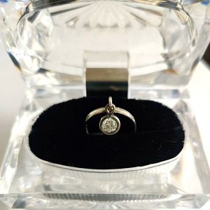 Vintage Diamante Drop Sterling Silver Ring